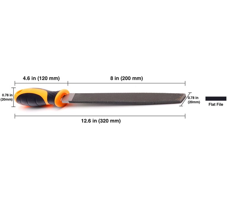 FINDER Bastard Cut Mill File, 8 Inch Flat Hand File with High Carbon Hardened Steel, Ergonomic Grip, Plastic Handle, Ideal for Wood, Metal, Plastic - Image 2